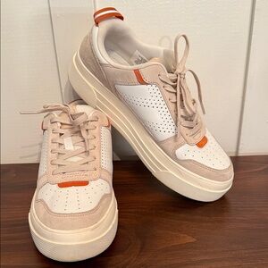 Le Tigre Midtown Lo Platform Sneakers Beige White Orange Women’s 8.5